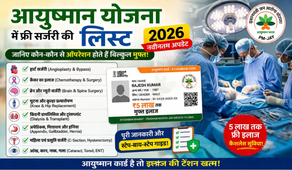 आयुष्मान योजना में फ्री सर्जरी की लिस्ट 2026
